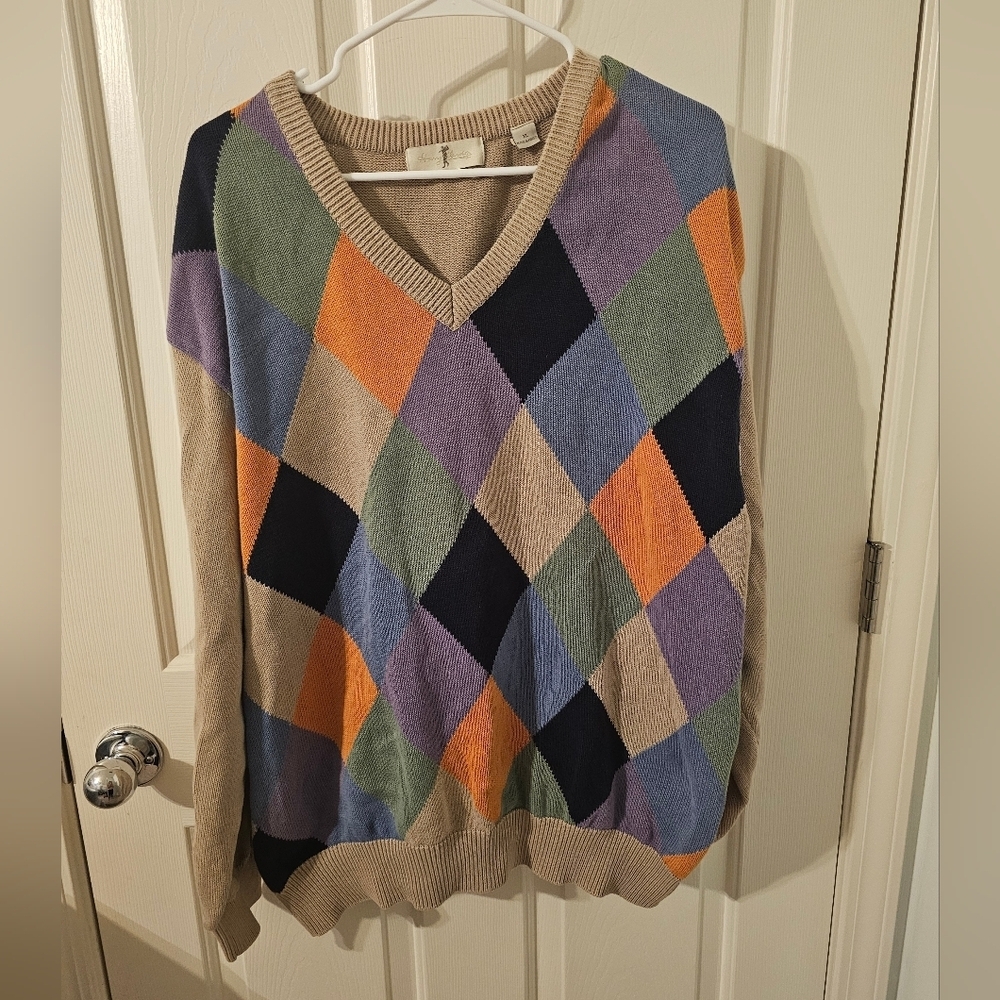 Harry Vardon Vtg Vintage Golf Checkered Pattern Sweater Size XL